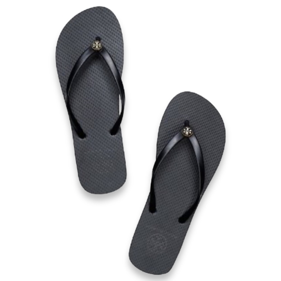Tory Burch | Shoes | Tory Burch Black Rubber Thin Flat Flip Flops Womens  Size Large 9 | Poshmark